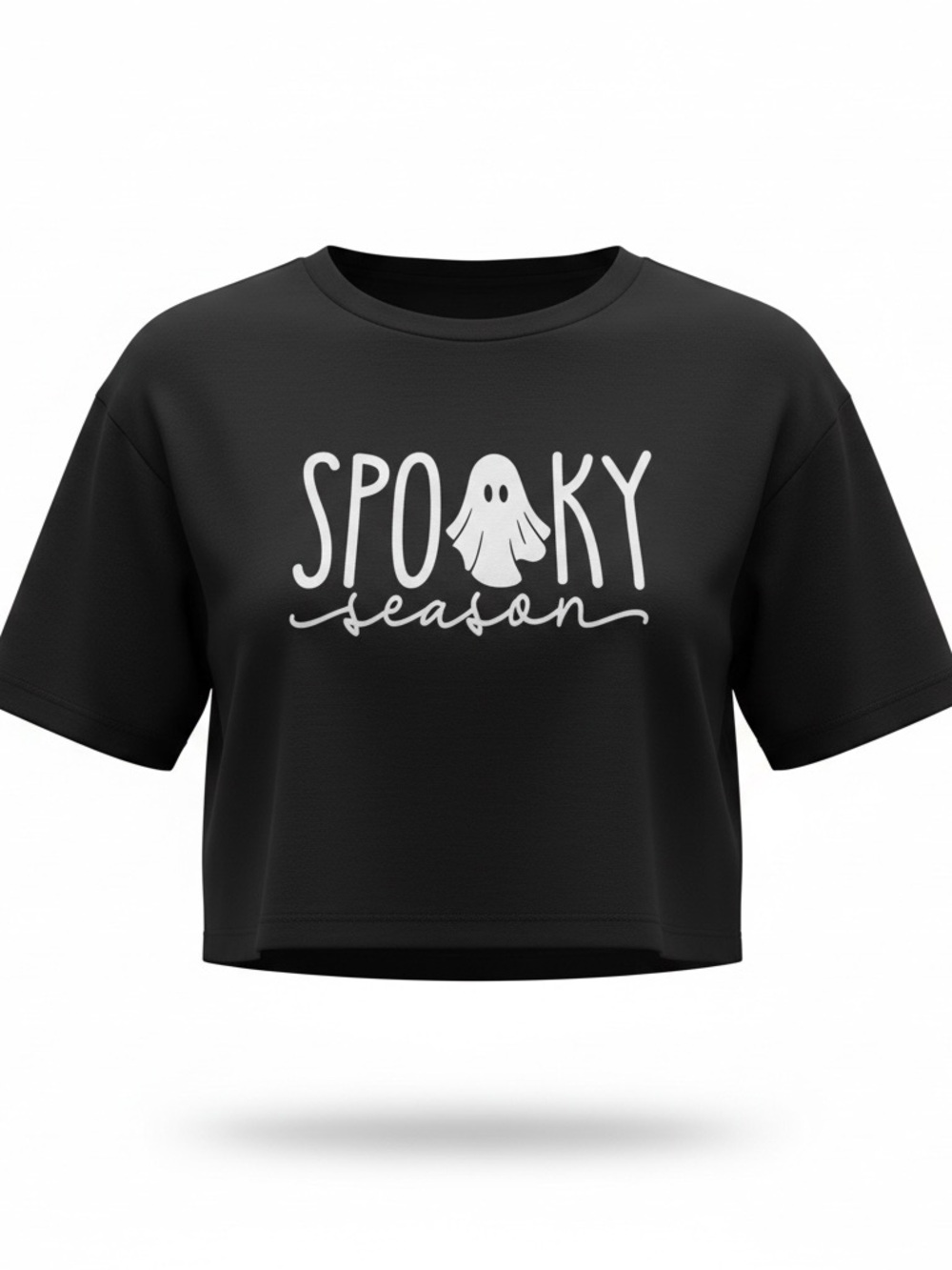 Black "Spooky Season" Crop Tee - Graphic Halloween Top
